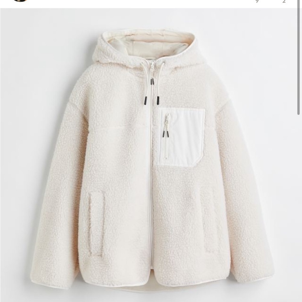H&M Natural White Oversized Teddy Bear Jacket